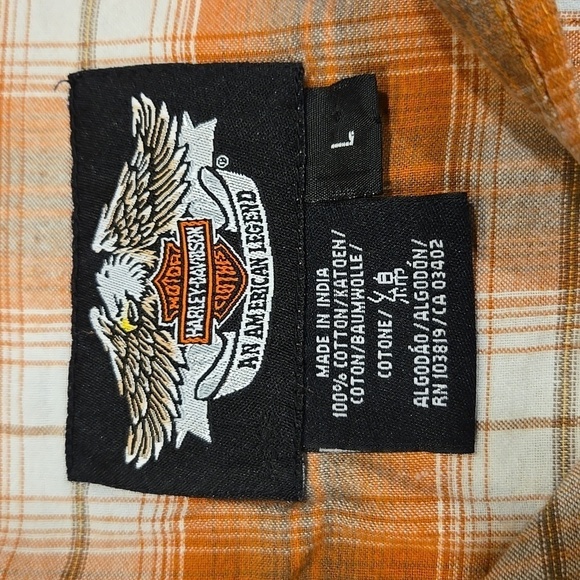 HARLEY DAVIDSON PLAID SHORT SLEEVE BUTTON DOWN SHIRT. SIZE LARGE. - Picture 3 of 8